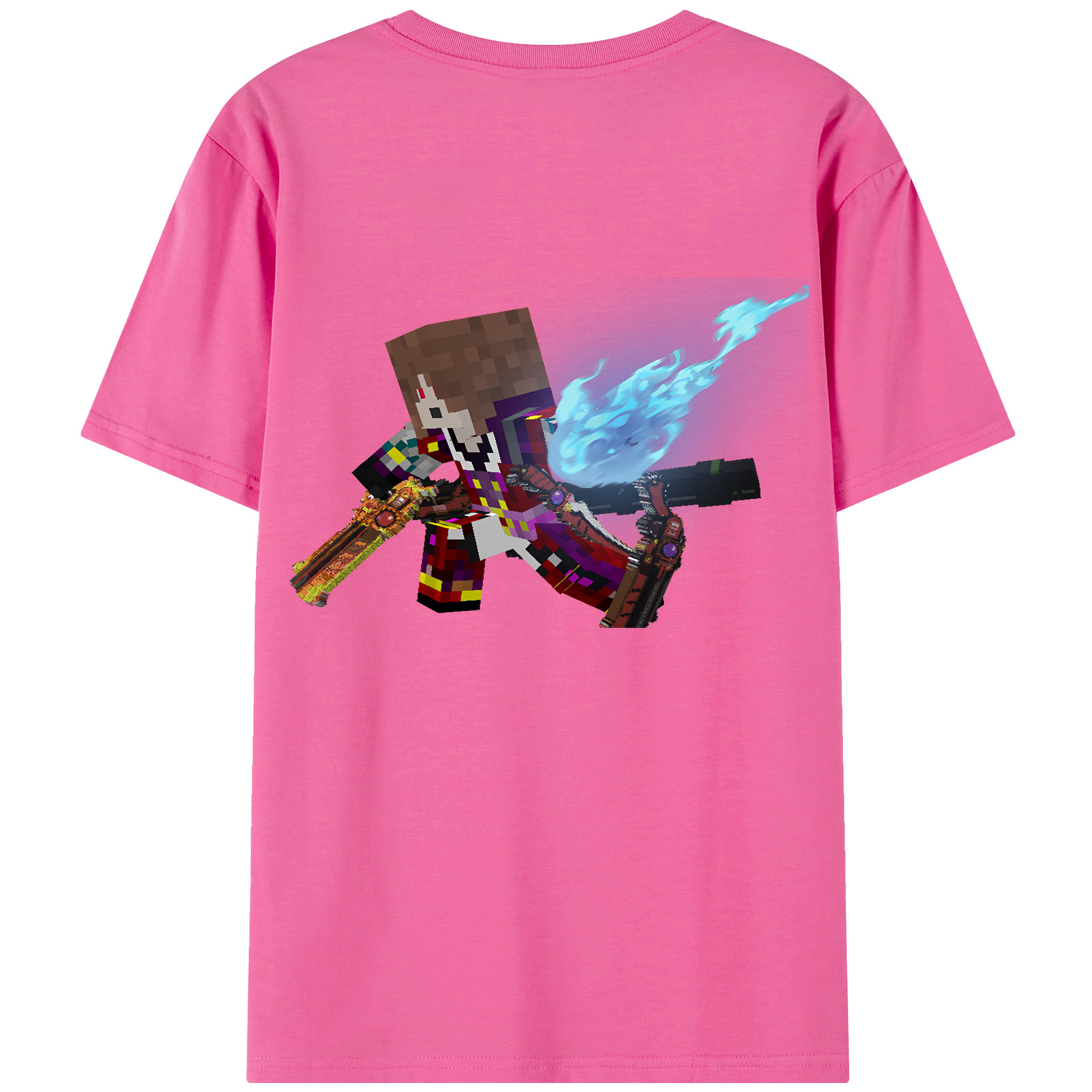（画像用） マインクラフト ブロックの世界 Minecraft MC Block world レディース半袖Tシャツ(バックプリント)